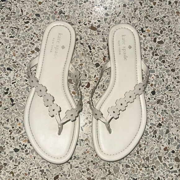 Kate Spade white daisy field sandal flip flop thong 7 - Picture 1 of 7